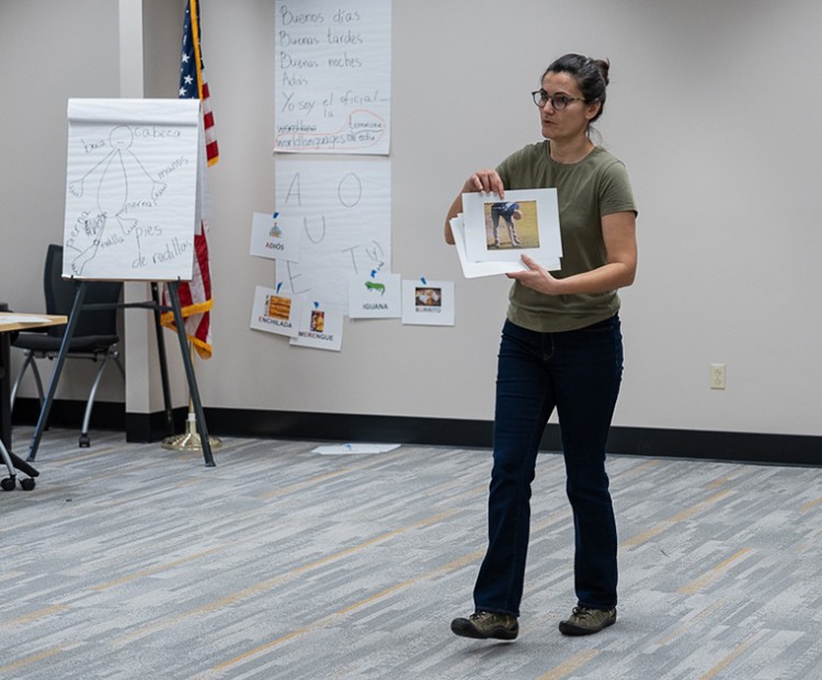 TLC instructor Maya Campbell teaching Spanish for Law Enforcement.