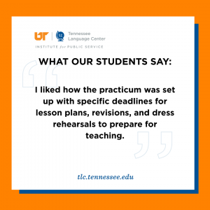 Student quote in a white box with an orange border